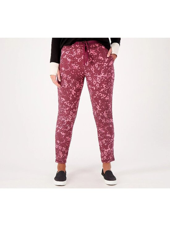 Cuddl Duds Pants - Cuddl Duds Pants Large Petite Comfortwear Slim Red Stamp Floral Boho NEW
